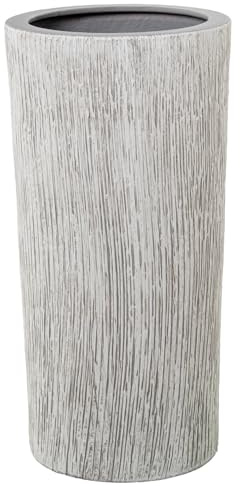 DRW Paraguero Redondo de Ceramica Rayada en Gris 25x25x50 cm