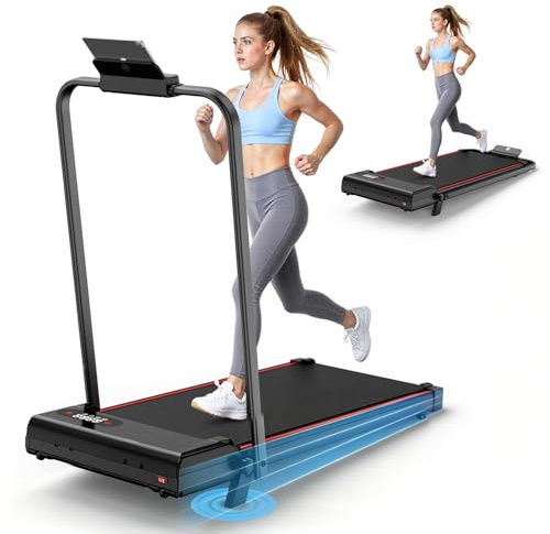 Tapis de Course Électrique Pliant 2 en 1,Walking Pad 1-8 km/h, 2.5HP -Tapis Roulant électrique Extra Large 40cm- Télécommande et Écran LCD-Cadre Renforcé 130KG Max-pour Bureau à Domicile (Noir Mat)