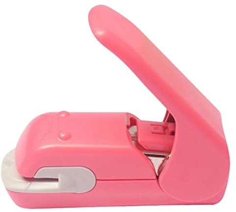 ANKCASE Hefter Stapelfreie Hefter Zeit sparen mühelosen nadelfreie Handhelze Hefter Mini tragbar Klammerloser Hefter(Pink)