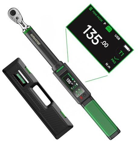 LLAVETOR Clé dynamométrique numérique, clé dynamométrique 3/8, 6,8–135 Nm, ± 1% avec sonnerie et affichage LED pour voiture, moto et vélo