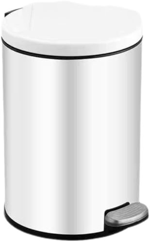 Poubelle en Acier Inoxydable Bleu Saphir 8 L avec Couvercle à Fermeture amortie et pédale - Seau intérieur Amovible, Corbeille à déchets en métal for Cuisine ou Salle de Bain(White,12L)