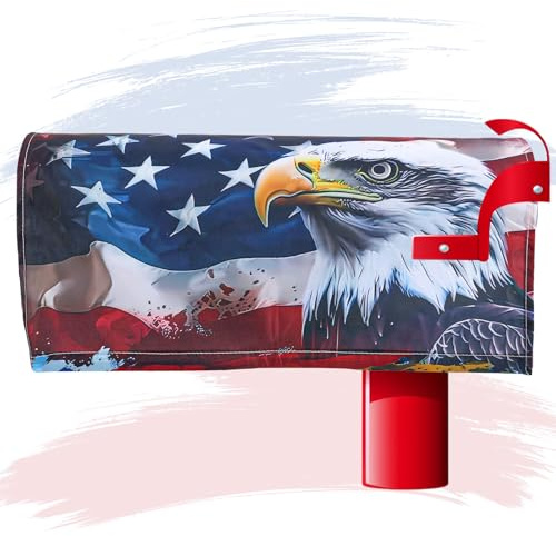 Copertura magnetica per cassetta postale del 4 luglio, 45,7 x 53,3 cm, decorazione per cassetta delle lettere del giorno dell'indipendenza, decorazione patriottica americana con aquila, per casa