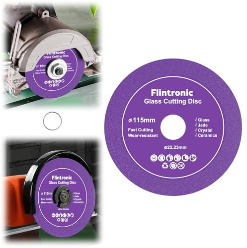 Flintronic 1PCS Disco da Taglio per Vetro, Lama per Sega Sottile da 4 Pollici, 115mm Disco Diamantato, per Smerigliatrice Angolare, Marmo, Vetro, Cristallo, Taglio- Viola