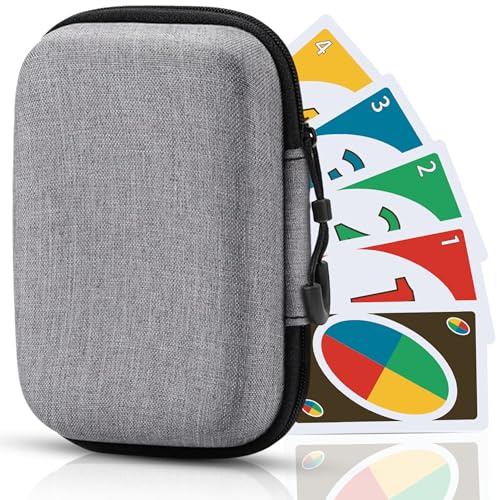 mwellewm Playing Cards Case, Case for UNO, Durable and Portable Storage Box for Standard Size Cards (Grey)