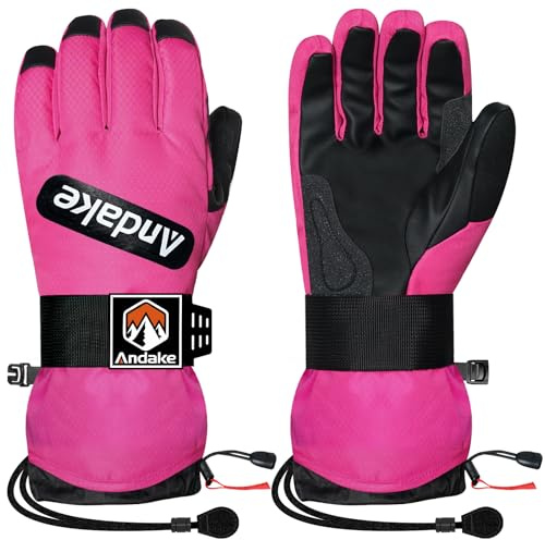 Andake Guantes de esquí de Invierno para Hombres, Mujeres y jóvenes, Guantes de Nieve Impermeables y aislados para Clima frío, Guantes de esquí Profesionales para esquí, Snowboard y Deportes de