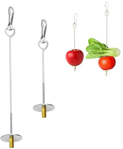 2 Stück Vogel Spielzeug,Papageien-Spieß,Papageienspielzeug,Edelstahl Vogel Lebensmittelhalter,Vogelkäfig Zubehör,Obst Gemüse Halter Futtersuche,Dreh-Futterautomat,Feedersfür Wellensittich Und Vögel