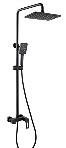Shower System Wall Mounted 3 Functions High Pressure Shower Faucet Set for Bathroom, Copper Luxury Shower Head and 3-Mode Hand Held Spray Shower Combo