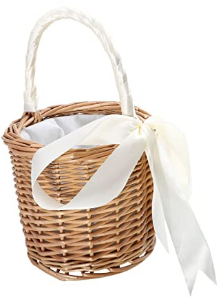 BAZEITFLOW Cesta Tejida Mano para Almacenaje De Vino y Alimentos con Forro Interior Diseño Vintage Sin Tapa Cesta Decorativa Ligera para Cocina y Hogar