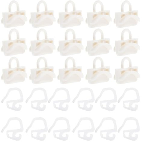VILLCASE Juego De 25 Ganchos para Cortinas de Plástico Deslizadores Resistentes para Rieles de Techo Clips para Pliegues Suaves Accesorios para Cortinas y Separadores de Ambiente