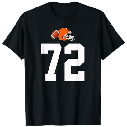Americano Fútbol Casco Estilo Vintage Número 72 Camiseta