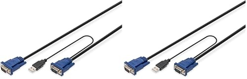 DIGITUS Cavo KVM - 2x VGA, 1x USB 2.0-3 m - per console KVM - adatto per DS-720xx e DS-23x00-x - nero (Confezione da 2)