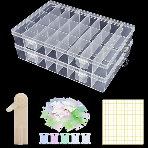 158-teiliges Nähgarn Aufbewahrungsset, Spulenbox Garnrollen, Nähzubehör | Aufbewahrungsbox für Stricknadel, Stickgarn & Co., transparente Aufbewahrung für Kreuzstich, Handarbeit