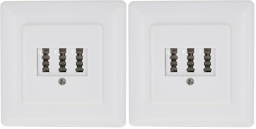 BIGtec TAE Dose Telefondose Unterputz NFF UP Anschlussdose 3x6-polig signalweiß weiß Telefon DSL-Splitter Fax Modem Router Anrufbeantworter (Packung mit 2)
