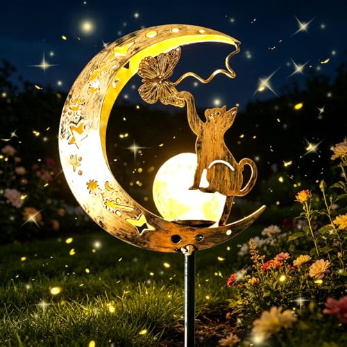 DAZZTIME Solarlampen für Außen,Mond Solarleuchten Garten Deko,Solar Gartenleuchte,Solarleuchten für Außen Garten,Metall Dekoleuchte mit Erdspieß,für Draußen Terrasse Hof Rasen