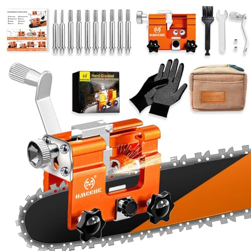 Chainsaw Sharpener Jig with Carry Bag, Chain Saw Sharpener Tool with 10 Sharpening Burrs, Portable Chain Saw Blade Sharpener, Universal Chainsaw Sharpening Kit for 4- 22 Chain Saw.