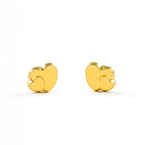 Pendientes Bebe Oro Amarillo 18K Corazón Brillo - Certificado Garantía - Mondepetit - 1803