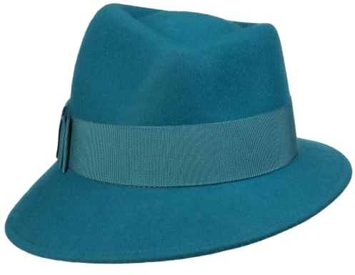 LIERYS Asym Cappello da Donna by - Made in Italy di Feltro con Nastro Grosgrain Estate/Inverno - Taglia Unica Petrolio