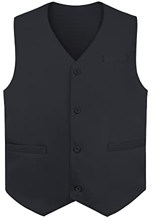 TOPTIE Gilets sans manche Homme Gilet de Costume avec Boutons unisexe pour commis de supermarché et bénévole, Noir, 3XL