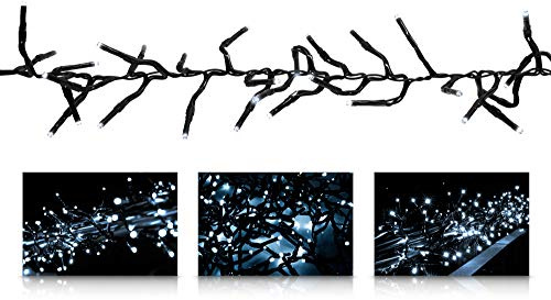 LED Universum Büschellichterkette mit 480 weißen LEDs und einer beleuchteten Länge von ca. 7 Metern, 3m Zuleitung, für Außen und Innen, IP44, perfekt für Weihnachtszeit, Hochzeit oder Gartenfeier