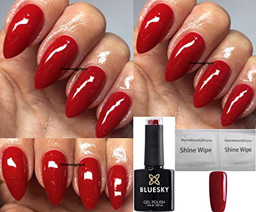 BLUESKY Gel Polish Flaming Desire DC14 Gel Polish Soak Off Nail Polish Dark Red Red Shimmer Dark 10ml