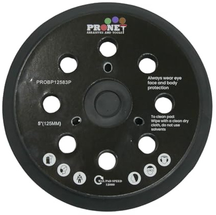 Placa de respaldo, repuesto para Makita 743081-8, BO5010, BO5030K - DeWalt 151281-08, DW4388 - Porter Cable DW421/K, DW423/K, lijadoras orbitales de 5 pulgadas (125 mm) engancha y enlaza.