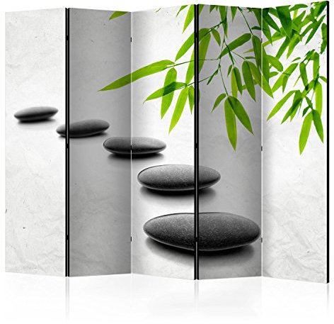 murando - Paravento Decorativo Bifacciale Pietra 225x172 XXL 5 Pannelli Divisori - Stampa su due Lati su Tela in TNT - Separe Divisorio per la Casa - Non Trasparente - Bambù b-B-0156-z-c