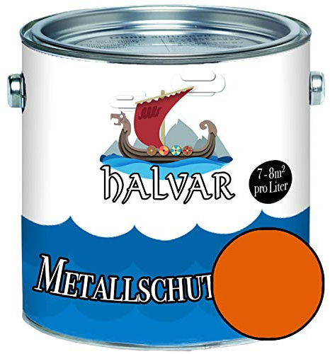 Halvar Metallschutzlack MATT Orange RAL 2000-2012 Metallfarbe besonders robuster Kunstharzlack Wetterbeständig & perfekter Langzeitschutz Metall (1 L, RAL 2009 Verkehrsorange)