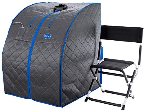 Durasage Personal Portable Infrared Sauna Spa for Weight Loss, Detox, Relaxation at Home, 30 Minute Timer, with Negative ION, Handheld Remote Control, X - Large, Gray