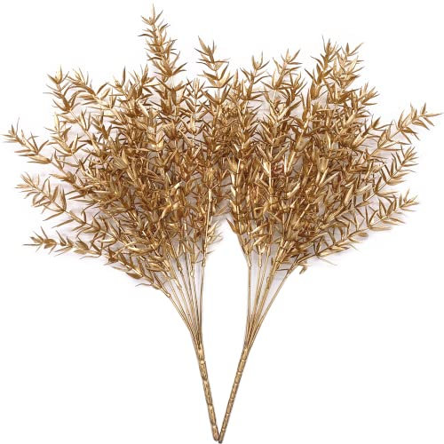LOVENIMEN Künstliche Pflanzen für Weihnachten, künstliche goldene Stachelblätter, Gras, Blumen, Farn, Sträucher, künstliche Sträucher, Innen- und Außenbereich, Hängepflanzgefäß, Zuhause, Garten,