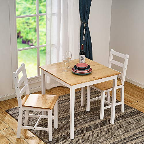 Panana Wooden Dining Table with 2 Chairs Contemporary Dining Set Kitchen Dining Room Set (Natural Pine)