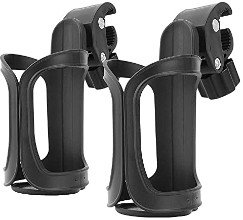 2Pcs Pack Kinderwagen Getränkehalter, Flaschenhalter Fahrrad, Getränkehalter Fahrrad, Universal 360 Grad Rotation Getrank Flaschenhalter Fur Fahrrader, Kinderwagen Und Rollstuhl (Schwarz)