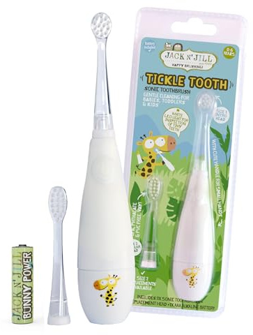 Jack N' Jill Tickle Tooth Sonic Kids Electric Toothbrush, Suitable for Toddlers & Babies 0-6 Yrs - Baby & Toddler Toothbrush with Replacement Head, LED Brush Head, Light Timer & 30s Pulse Reminder