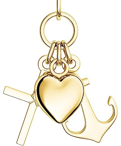 Herzkette Gold (Silber 925 vergoldet) Glaube Liebe Hoffnung Kette Anhänger | Schmuck Anker Kreuz Damen Herzanhänger Herzchenkette Halskette Herz Frau Frauen Freundin Mädchen