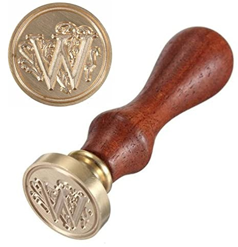Anawakia sigillstämpel, vintagestil vax, sigillstämpel, sigill set AZ, dekorativt sigill, sigill med trähandtag, brev 26 bokstäver, gör-det-själv trä vax sigill, stämpel 1 st (W)
