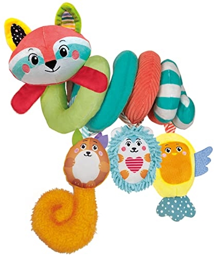 Baby Clementoni - Soft Spiral Happy Animals, Gioco Prima Infanzia Neonato 0+ Mesi, Spirale per Passeggino con gli Animali del Bosco, Stimola Manualità, Tatto, Vista e Udito, 100% Lavabile, 17799