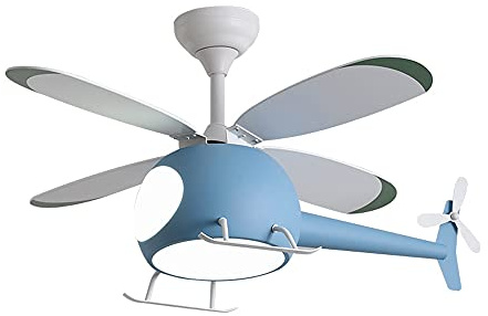 KNOXC Chandelier Home Cartoons Airplane Fan Light Child Electric Fan Modern Simplicity Ceiling Light Ceiling Fan Lights 6-Speed Speed Regulation Mute Ventilator/Blue