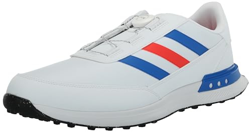 adidas S2g golfskor för män utan dubbar, Boa 24, Ljusröda kungsblå vita skor, 12