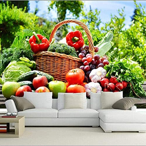 Tapete Wandbilder Frisches Obst Und Gemüse Essen Abziehbare Diy-Wandkunst-Wandbilder, Abziehen Und Aufkleben, Heimwanddekoration Für Schlafzimmer, Wohnzimmer, Klassenzim 300 (Breite) x 210 (Höhe) cm