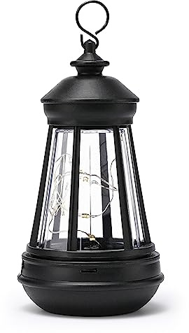 WONDHOME Gnome Solar Lights with Warm White LEDs, Outdoor Hanging Lanterns and Statues, Waterproof, Perfect for Fairy Garden and Patio Decor