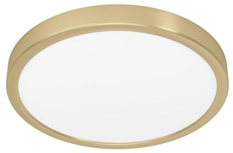 EGLO LED Deckenlampe Fueva 5, Ø 28,5 cm, runde Deckenleuchte | Lampe Decke Schlafzimmer Flur, Aufbauleuchte aus Metall in Messing-gebürstet, 2400 Lumen, warmweiß
