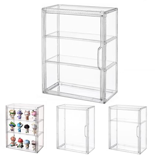 Siyecioa Vitrine Acrylique pour Collection, Boîte de Présentation en Acrylique Transparent à 3 Niveaux pour Figurines Pop, Funko Pop, Mini Figurines, Objets de Collection, DIY