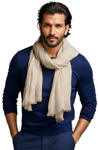 creazioni unique Sciarpa Uomo in Fibra di Bamboo Primavera Estate MADE IN ITALY - Foulard Sciarpa Uomo Leggera e Traspirante (Argilla)