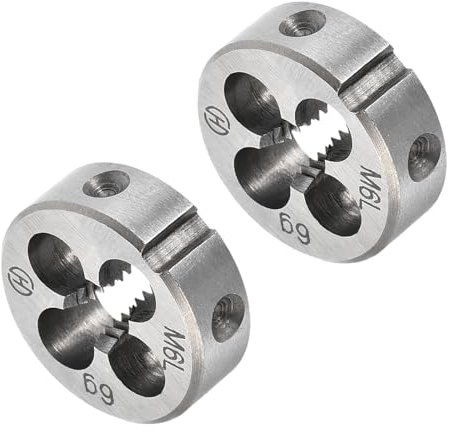CoCud Rundes Gewindereparatur-Schneideisen, M6 Schneideisen 20mm OD, Legierter Werkzeugstahl Linksgewinde-Zylindrisches Gewindewerkzeug mit 4 Spanlöchern, 2 Stück