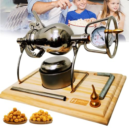 MOFGOE Machine à Pop-Corn Vintage Chinoise, Machine à Pop-Corn en Acier Inoxydable 304, Petites Machines à Pop-Corn Traditionnelles pour la décoration de la Maison, Pot à Pop-Corn,260ml