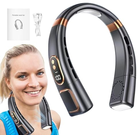 Ventilatore da collo senza pale, 5 velocità, ventilatore portatile ricaricabile USB da viaggio | 4000 mAh alimentato a batteria ventilatore personale indossabile, ventilatore portatile da appendere