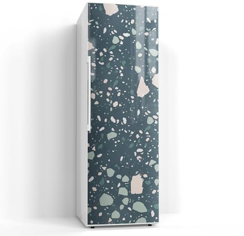 DEQORI Magnetfolie für Kühlschrank 60x180 cm | Motiv Grüner Terrazzo | dekorative Magnetmatte Gefrierschrank Schutz | Magnet Deko-Folie selbstklebend, magnetisch & beschreibbar