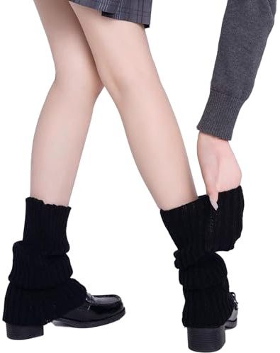 MPINOI Black Leg Warmers for Women Winter - Leg Warmers y2k 81s Neon Ribbed leg socks outfit for Eighty's Party Sports Yoga