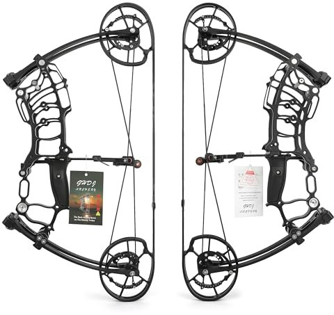 wolfman Bogenschießen Compoundbogen Set 30–70lbs Erwachsene Einstellbar 320/420 FPS Katapult Stahlkugel Dual-Use Jagdbogen CNC-bearbeitete Aluminiumlegierung Angel Bogen Pfeil Set (Schwarz, Typ A)
