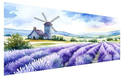 Windmühle Diamond Painting Erwachsene Groß 30x60cm,Diamond Painting Lavendel Diamant Painting Bilder Kinder,Runden Diamant Kunst Malerei Stickerei Basteln,Weihnachten Geschsenk,Zuhause Deko ZJ-734