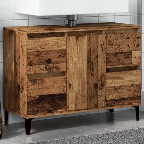 LAPOOH Mobile Lavabo Legno Antico 80x33x60 cm in Legno Multistrato,Mobile Lavabo,Mobile Lavabo Bagno,Mobile Lavabo Bagno Salvaspazio-857129
